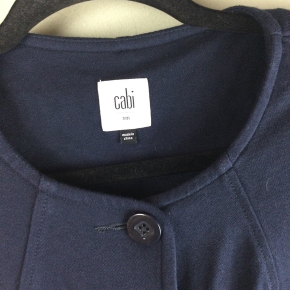 Cabi Lido Collarless Button Front Mid-Length Navy Ponte Knit Jacket Size Small - Picture 4 of 14